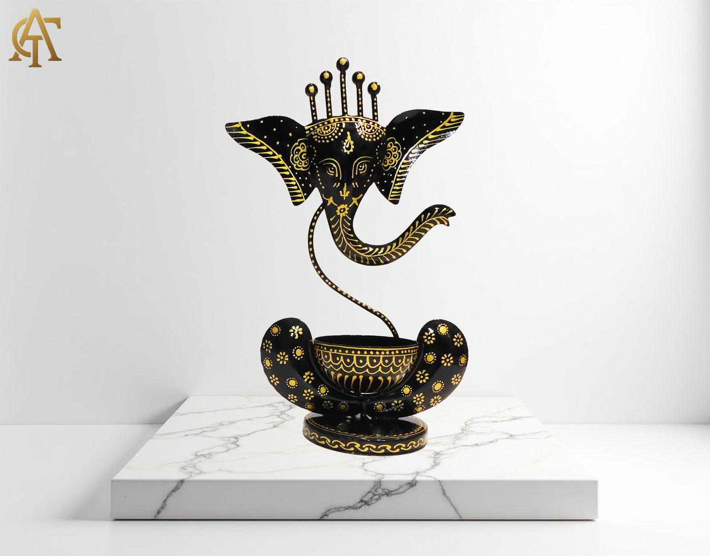 Ganesh T Light Candle Holder ( Black )