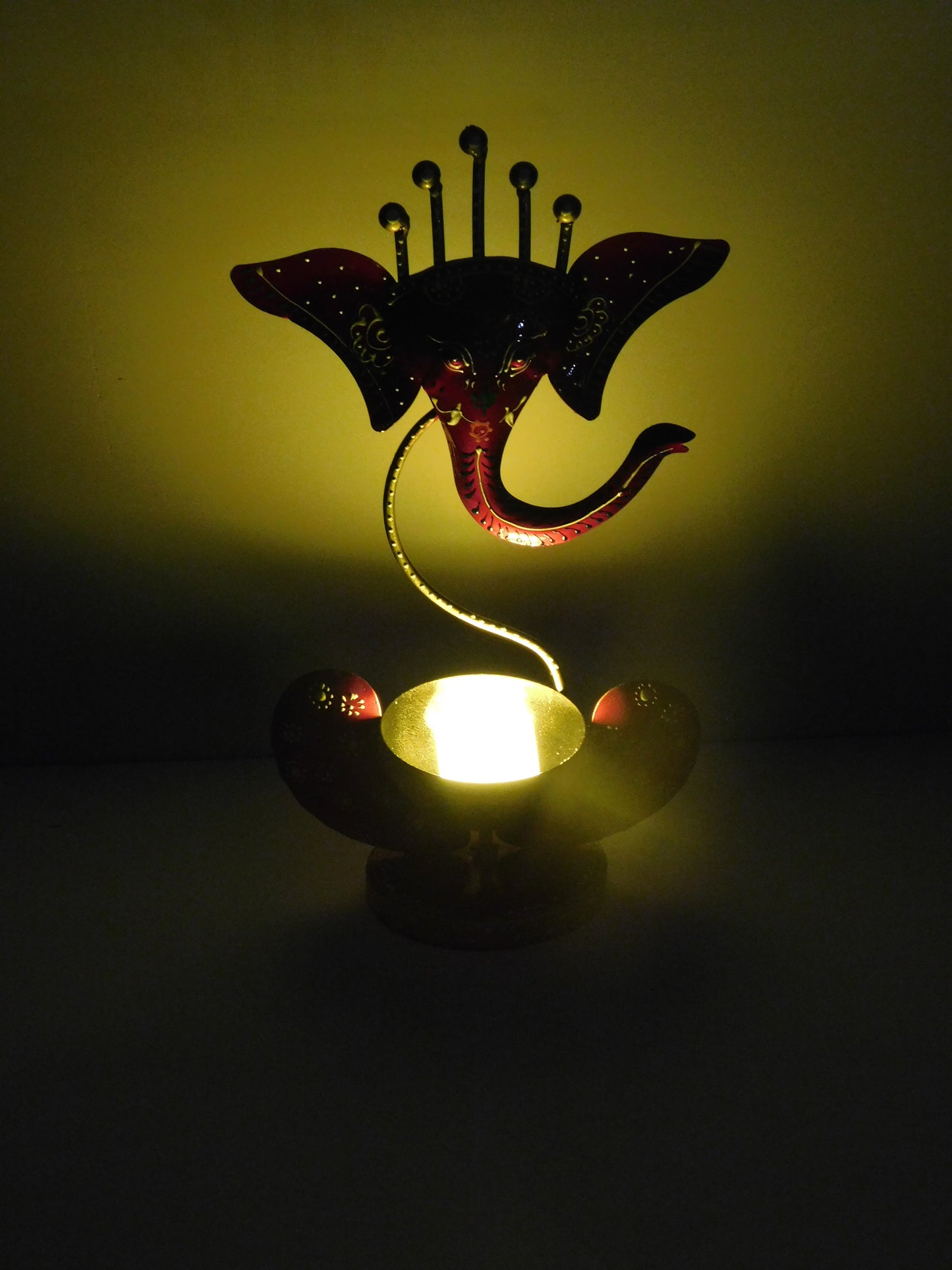 Ganesh T Light Candle Holder ( Red )