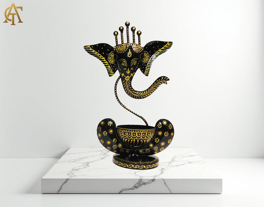Ganesh T Light Candle Holder ( Black )