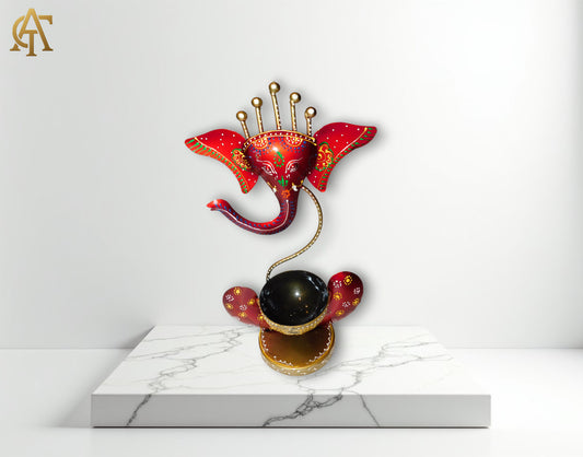 Ganesh T Light Candle Holder ( Red )